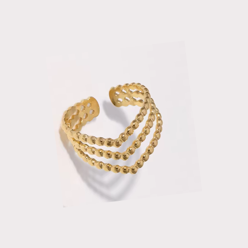 Layer Bolletjes Ring Goud